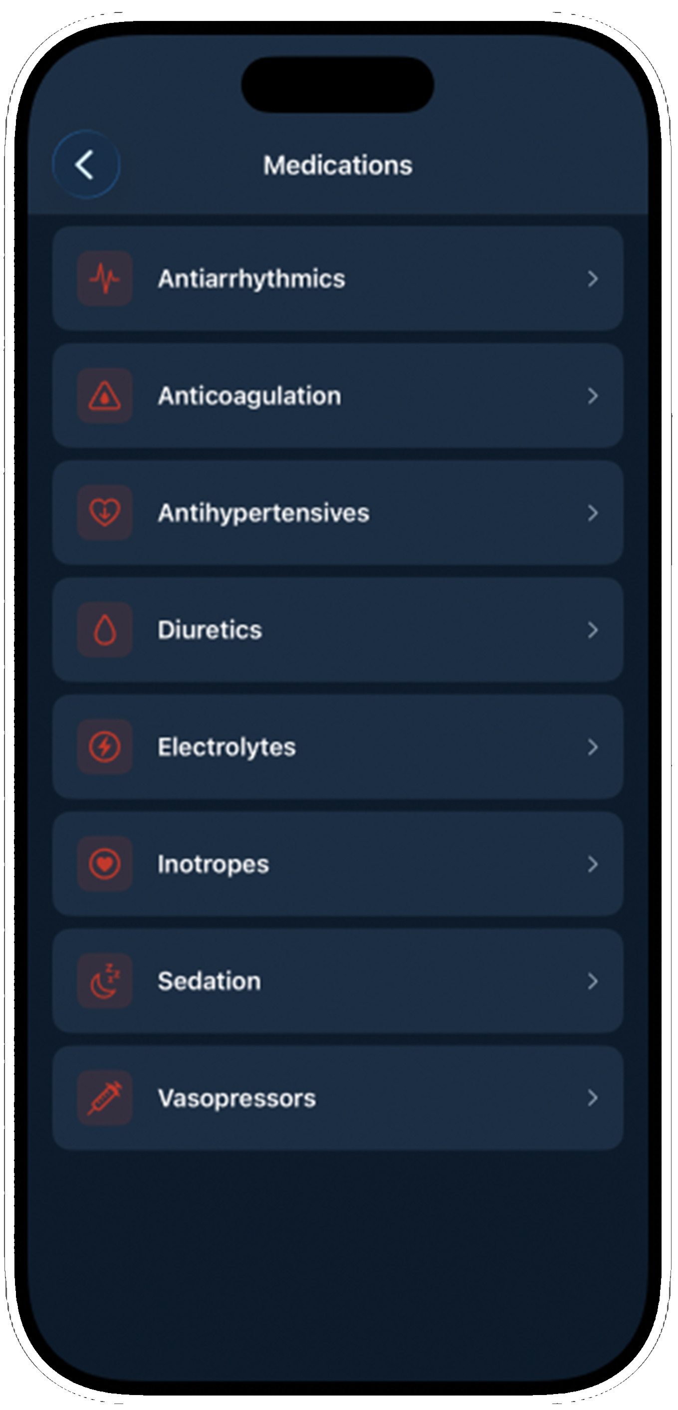 ICU Medications screen