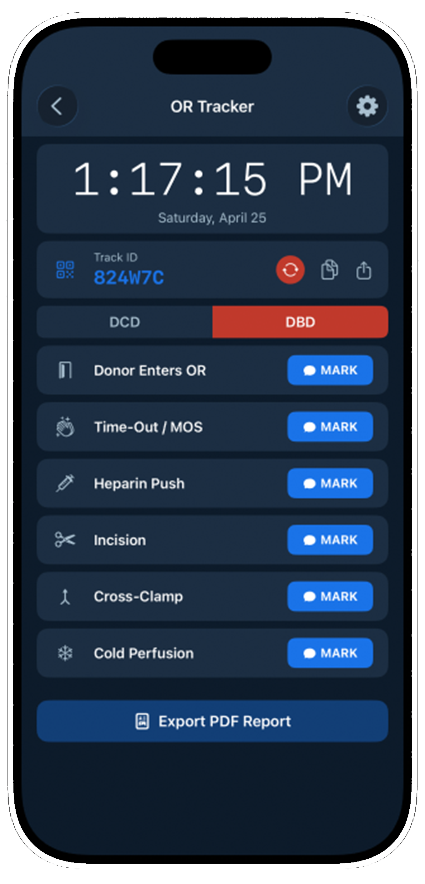 OR Tracker screen